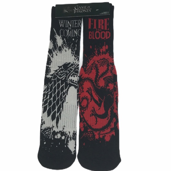 HBO Game of Thrones Crew Socks Black, Red, 2 Pairs - Picture 9 of 9